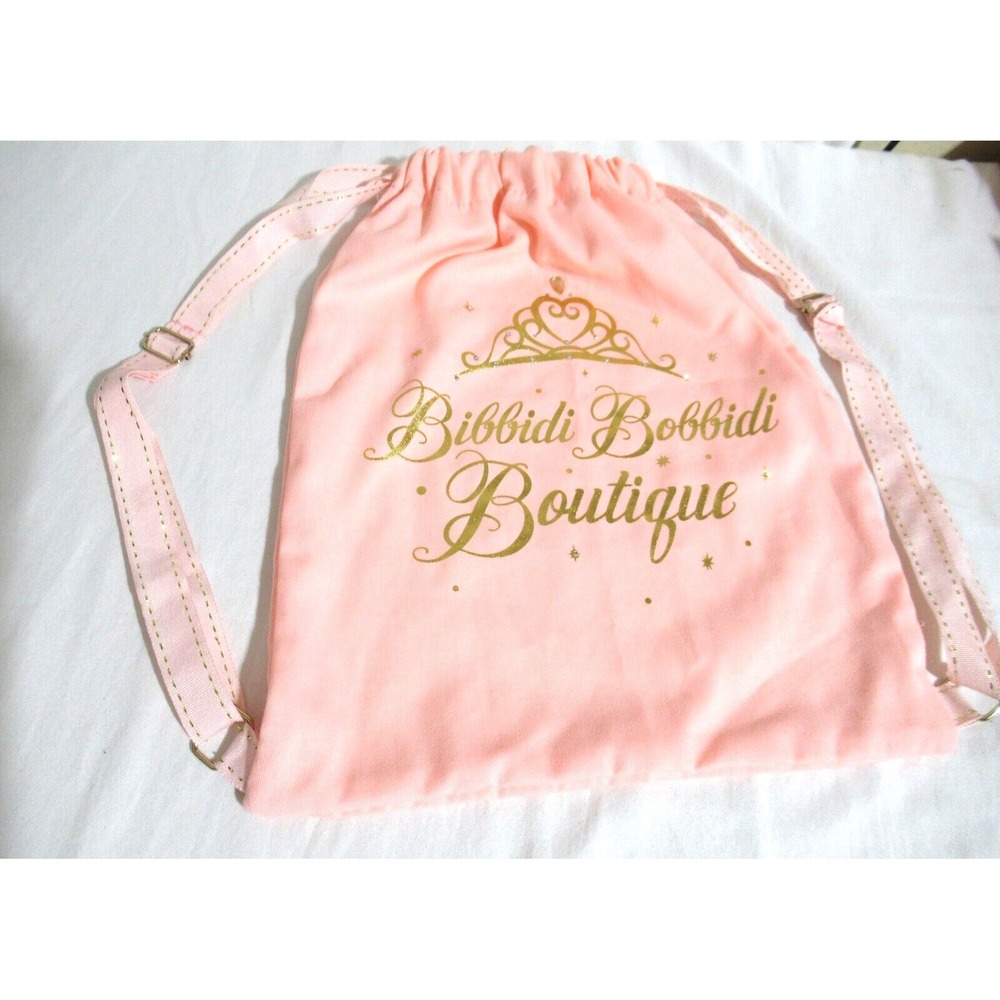 Bibbidi Bobbidi Boutique Disney Parks Pink Cotton Drawstring Backpack Bag 13X16